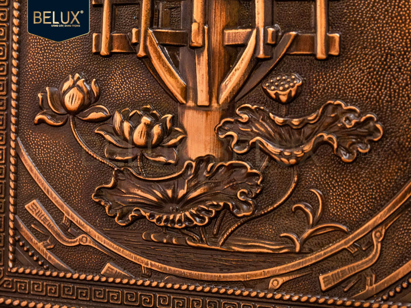 Tranh Chùa Một Cột bằng đồng đỏ 25x20cm